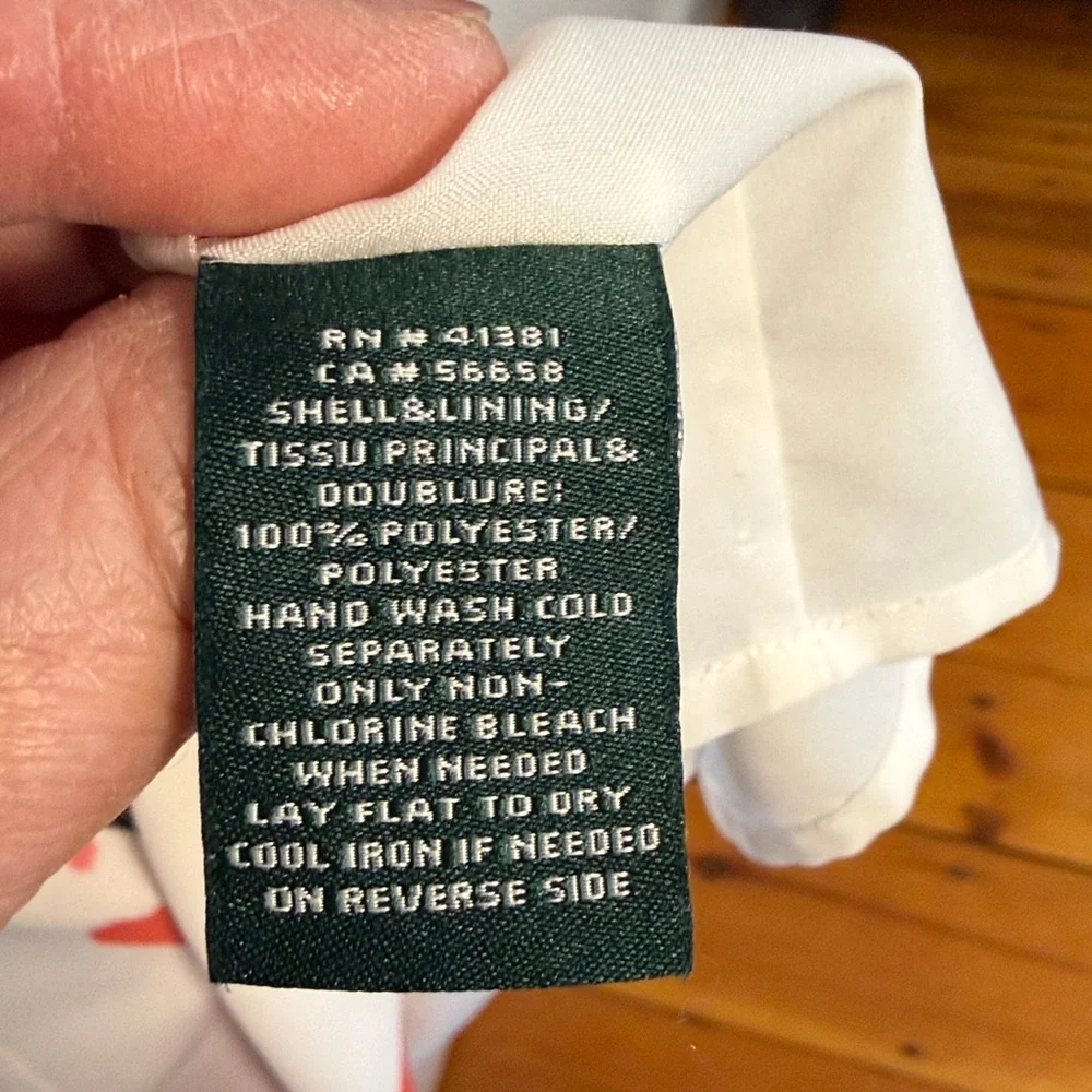 Lauren Ralph Lauren White Dress with Red Floral Print Size 10 - Picture 5 of 8